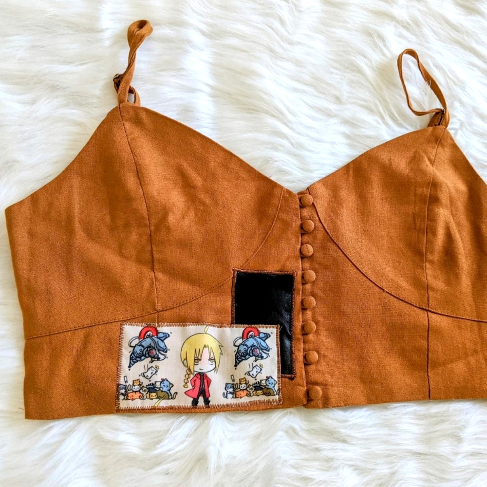 Reworked Fullmetal Alchemist Patchwork Crop Top